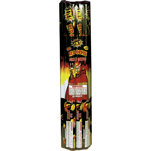 Firework Roman Candles 10 Ball Red Devil® Tri Pak