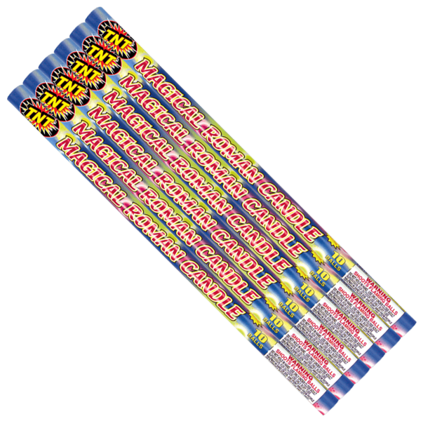 Firework Roman Candles 10 Ball Magical Roman Candles 6 Pack